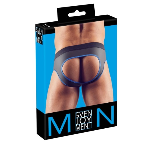 Svenjoyment - Seksowne Jockstrap Otwarte Z Tyłu I Zamkiem Na Penisa Czarno/Niebieskie XL